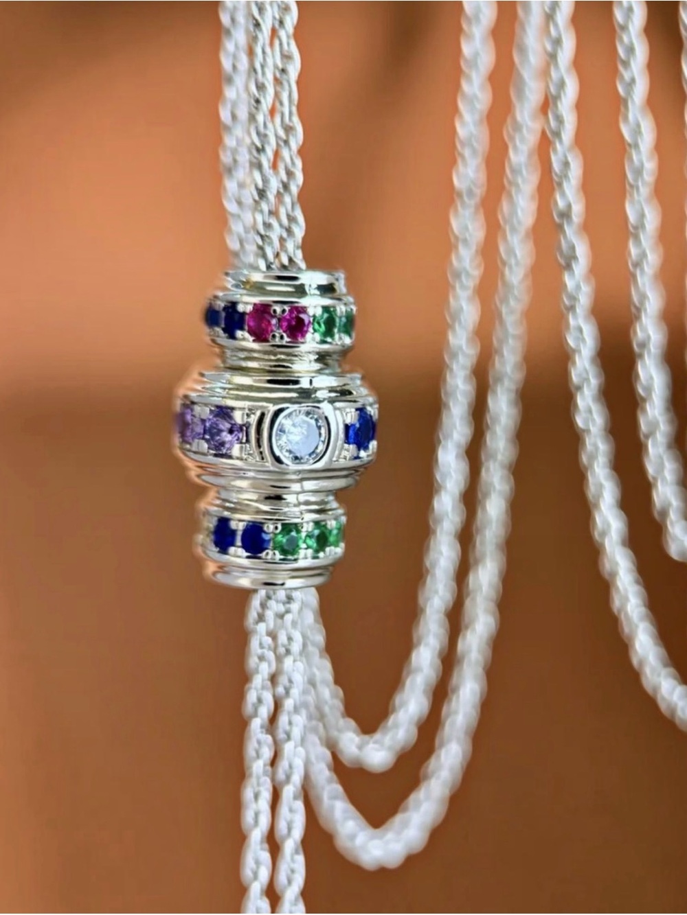 Multi-Gem Bead Necklace NWT 18KT Gold Plated Brass